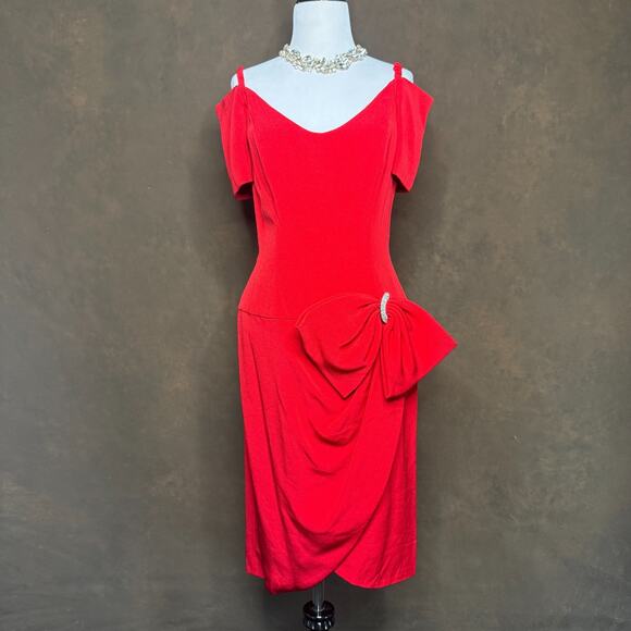 Morton Myles Dresses & Skirts - Morton Myles Red Bow Cocktail Dress 6 | Vintage 80s, Glam, Old Money